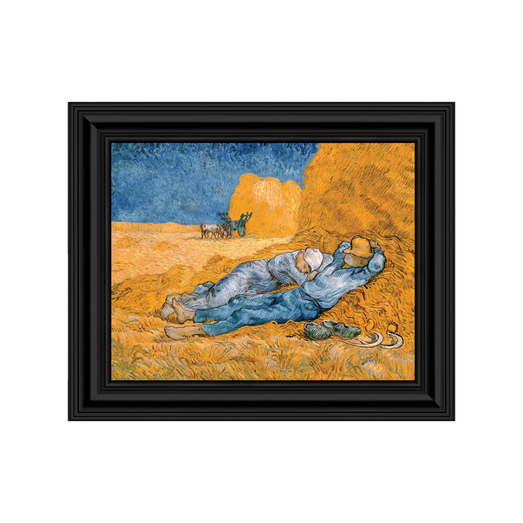 Noon Rest from Work by Vincent Van Gogh Framed Wall Art, Wonderful Farm Print for Farmers, 11x14, 2444
