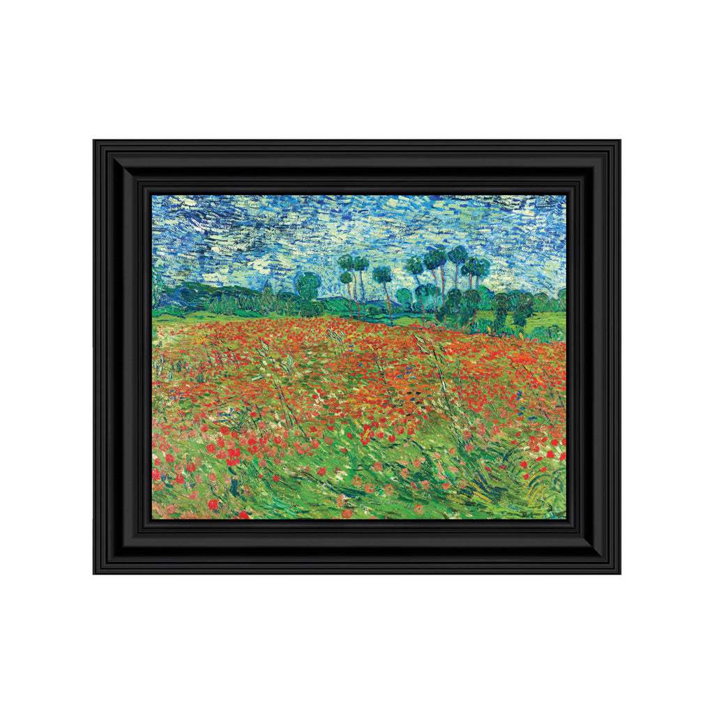 Poppy Field by Vincent Van Gogh Framed Print Wall Art, Excellent for Bedroom or Living Room Décor, 11x14, 2446