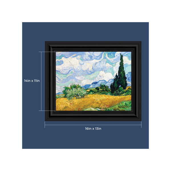 Wheat Fields with Cypresses by Vincent Van Gogh Framed Print Wall Art, 11x14 2448