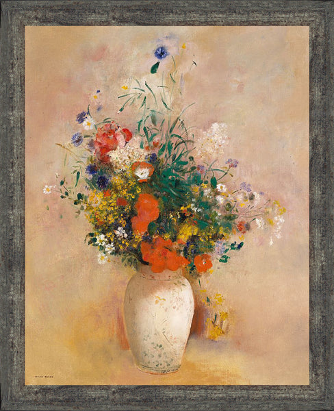 Flower In White Vase By Odilon Redon, World Famous Wall Art Collection, Wall Decor Pictures for Living Room, 11x14, 2456