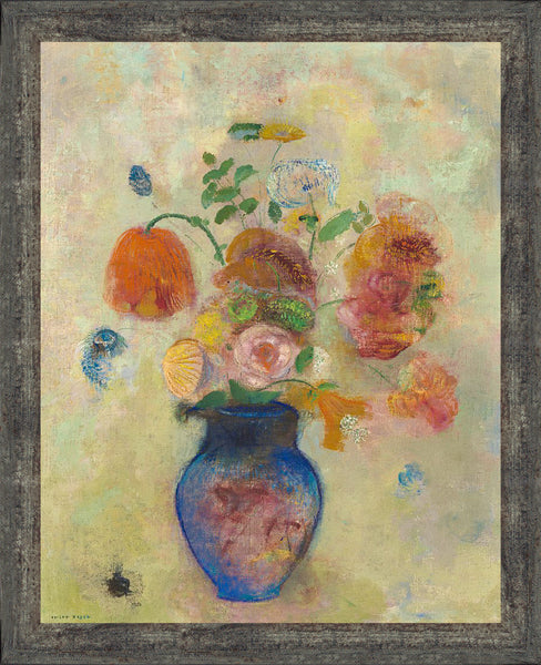 Large Vase with Flowers by Odilon Redon, World Famous Wall Art Collection, Beautiful Example of Western Art, Framed Wall Art for Your Living Room or Bedroom, 11X14, 2457