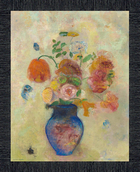 Large Vase with Flowers by Odilon Redon, World Famous Wall Art Collection, Beautiful Example of Western Art, Framed Wall Art for Your Living Room or Bedroom, 11X14, 2457