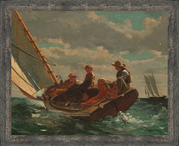 Breezing Up - A Fair Wind Framed Wall Art by Winslow Homer, Great Sailboat Decor for Kitchen or Livingroom, 11x14, 2470