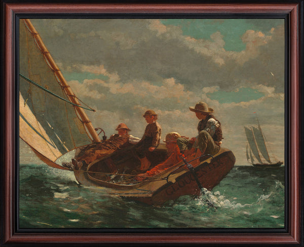 Breezing Up - A Fair Wind Framed Wall Art by Winslow Homer, Great Sailboat Decor for Kitchen or Livingroom, 11x14, 2470