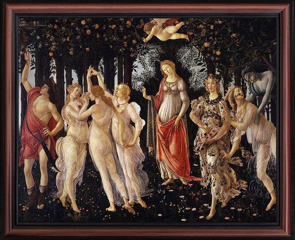 La Primavera, Allegory of Spring Framed Art Print by Sandro Botticelli, World Famous Wall Art Collection, Great Living Room of Kitchen Art, 11x14, 2475