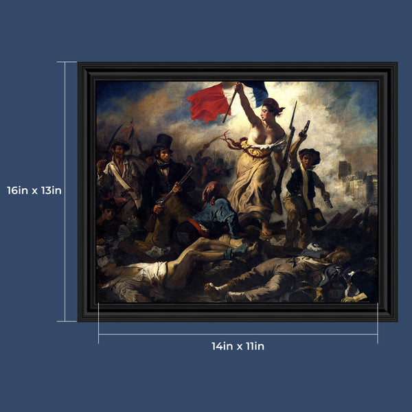 Liberty Leading The People Framed Print by Eugene Dalacroix, World Famous Wall Art Collection, Enjoy This Famous Painting in Your Living Room or Den, 11x14, 2477