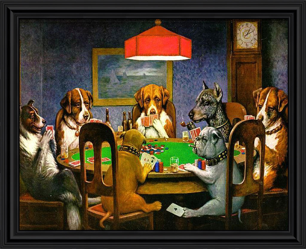 Dogs Playing Poker by Cassius Marcellus Coolidge, World Famous Wall Art Collection, Brighten Your Den or Man Cave Decor with this Dogs Playing Poker Framed Picture, 11x14, 2485