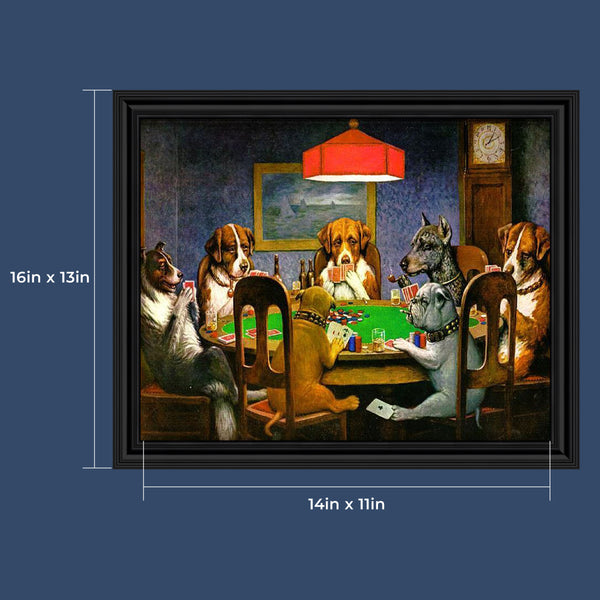 Dogs Playing Poker by Cassius Marcellus Coolidge, World Famous Wall Art Collection, Brighten Your Den or Man Cave Decor with this Dogs Playing Poker Framed Picture, 11x14, 2485