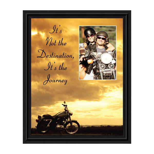 Classic Motorcycle "It's Not the Destination, It's the Journey" Sunset with Personalized Picture Frame,  5016