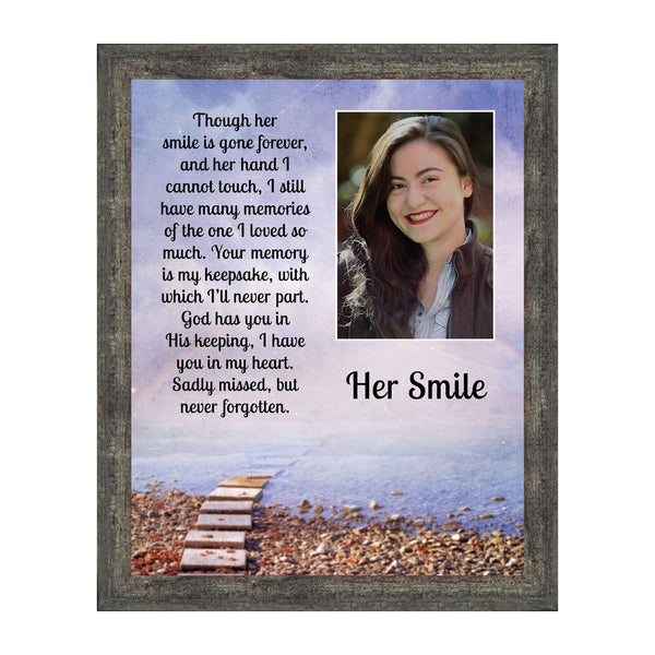 Sympathy Gifts for Loss of Mother, Condolence Gift, In Loving Memory Memorial Gifts for Loss of Wife, Mom, Grandma or Sister, Bereavement Gifts to Remember Her Smile, Memorial Picture Frame, 5030
