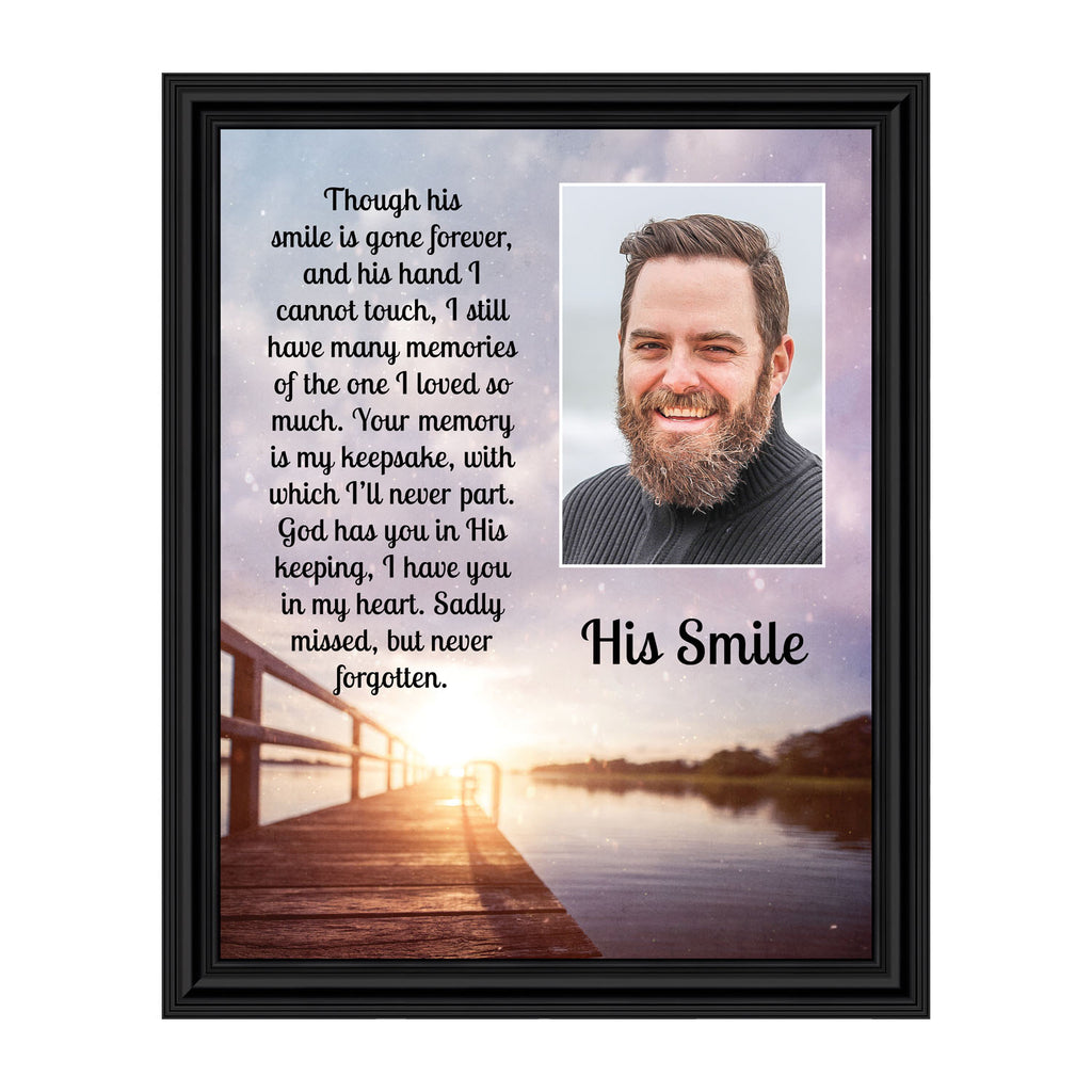 Sympathy Gifts for Loss of Husband, Memorial Gift, His Smile In Memory of Loved One, Picture Frames for Sympathy Gift Baskets, Bereavement Gifts for Loss of Father, Loss of Son Condolence Gift , 5031