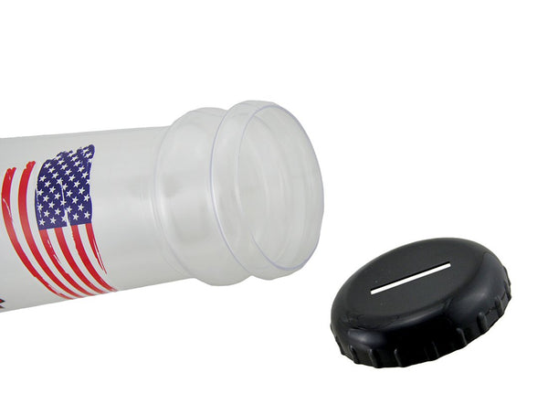 American USA Flag Jumbo 21 Inch Tall Bottle Coin Collelction Bank