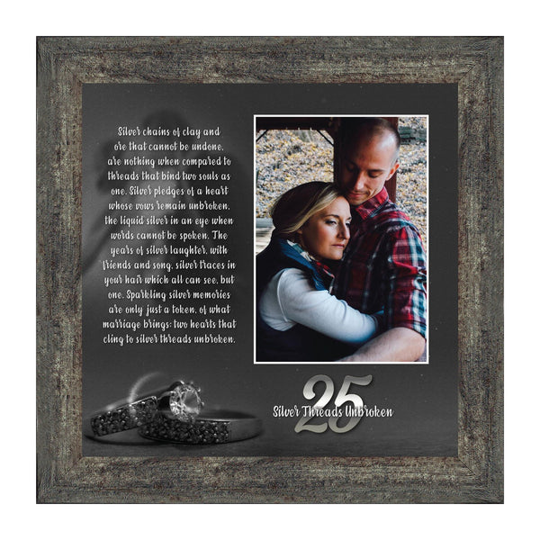 25th Wedding Anniversary Gifts for Couples, 25th Anniversary Gift for Husband or Wife, Silver 25th Anniversary Card, 25th Anniversary Table Decorations, A Couples Silver Anniversary, 6303