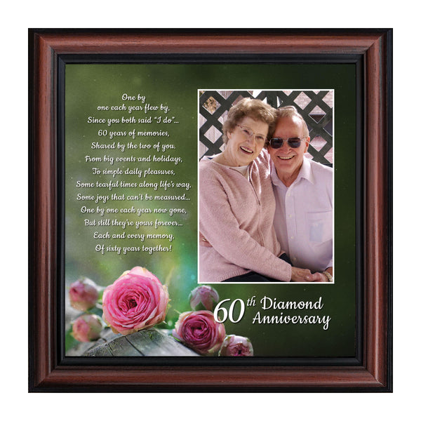 60th Anniversary Gifts, Diamond 60th Wedding Anniversary Grandparents Gifts, Anniversary Gifts for Grandparents, 60th Anniversary Card for Parents, Picture Frame for Couples, 6310