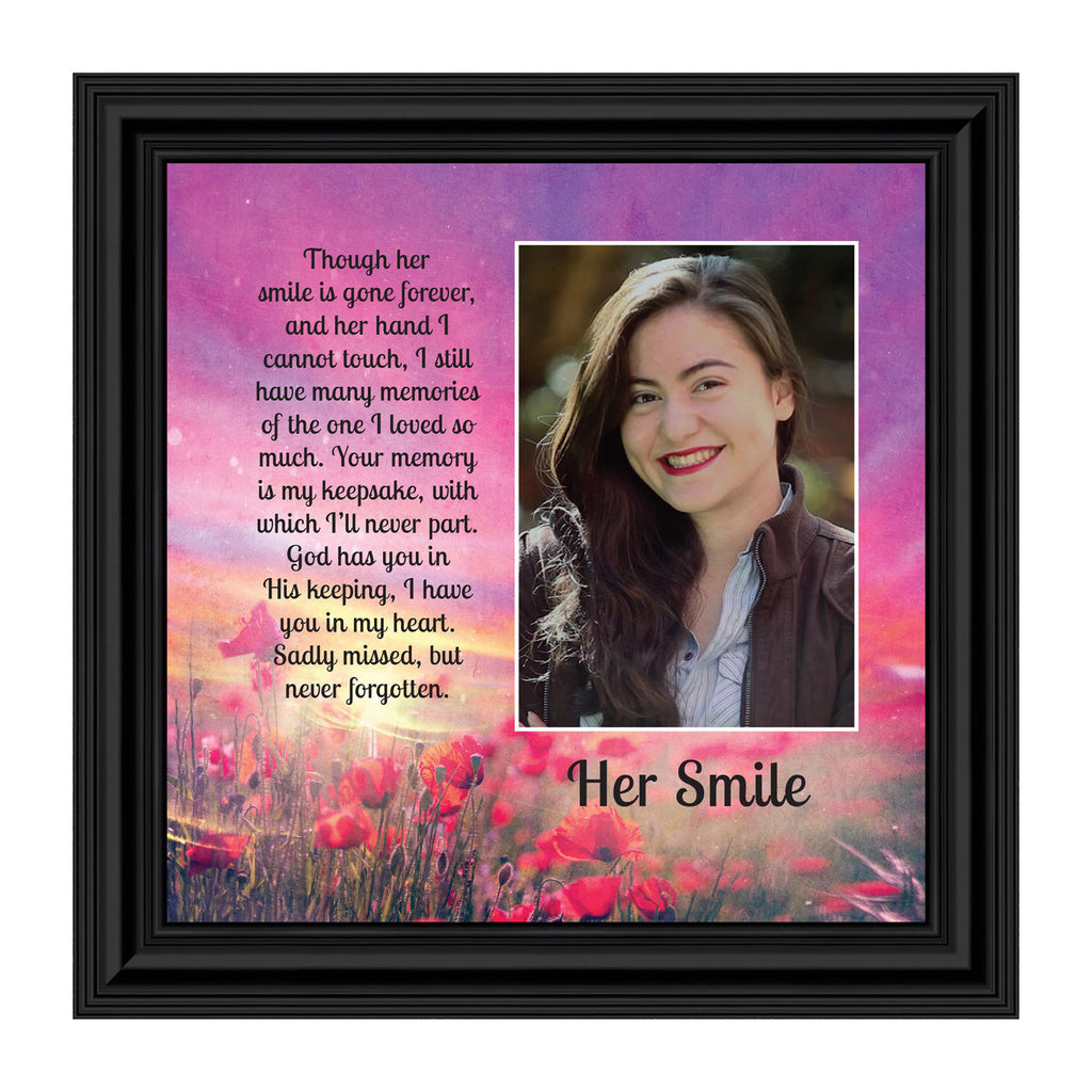 Sympathy Gifts for Loss of Mother, Condolence Gift, In Loving Memory Memorial Gifts for Loss of Wife, Mom, Grandma or Sister, Bereavement Gifts to Remember Her Smile, Memorial Picture Frame, 6354