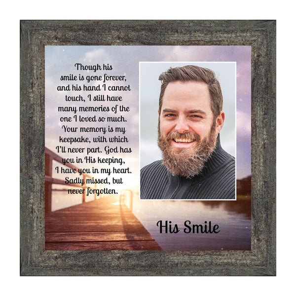 Sympathy Gifts for Loss of Husband, Memorial Gift, His Smile In Memory of Loved One, Picture Frames for Sympathy Gift Baskets, Bereavement Gifts for Loss of Father, Loss of Son Condolence Gift , 6361