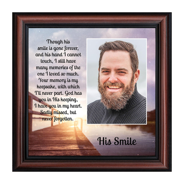 Sympathy Gifts for Loss of Husband, Memorial Gift, His Smile In Memory of Loved One, Picture Frames for Sympathy Gift Baskets, Bereavement Gifts for Loss of Father, Loss of Son Condolence Gift , 6361