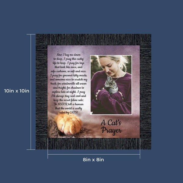 A Cat's Prayer, Kitty Lover Gift, Cat Paw Prints Picture Frame, 8x8, 6414