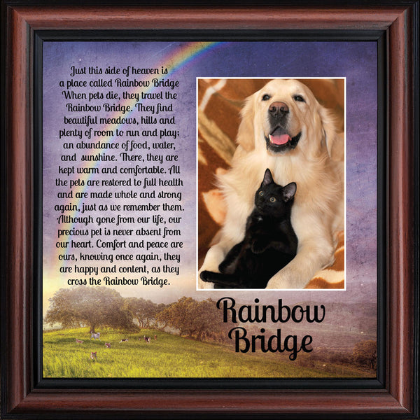 Rainbow Bridge Pet Memorial Gifts - Dog Memorial Gifts, Loss of Dog Gifts, Cat Memorial Gifts, Sympathy Gift for Loss of Pet, Pet Memorial Picture Frame, Cat or Dog Memorial Picture Frame, 6416