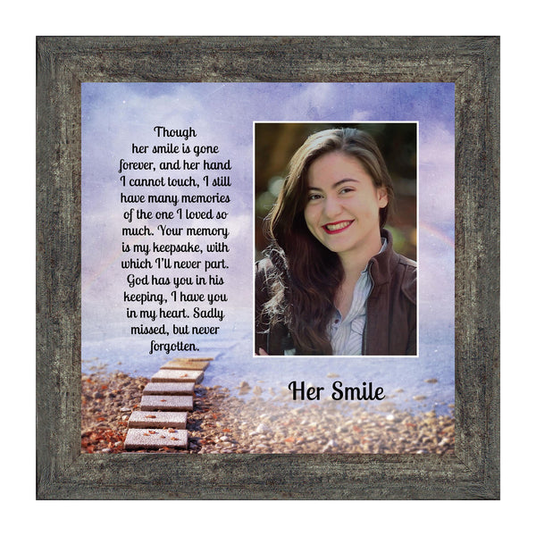 Sympathy Gifts for Loss of Mother, Condolence Gift, In Loving Memory Memorial Gifts for Loss of Wife, Mom, Grandma or Sister, Bereavement Gifts to Remember Her Smile, Memorial Picture Frame, 6434