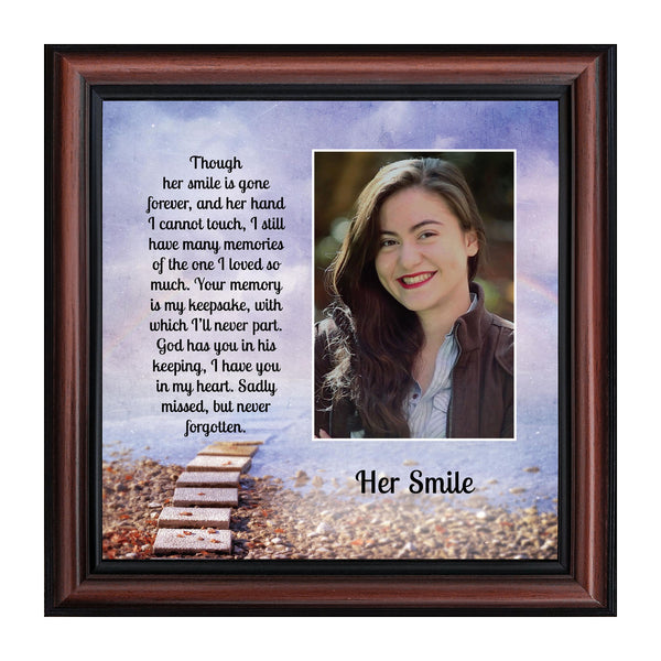 Sympathy Gifts for Loss of Mother, Condolence Gift, In Loving Memory Memorial Gifts for Loss of Wife, Mom, Grandma or Sister, Bereavement Gifts to Remember Her Smile, Memorial Picture Frame, 6434