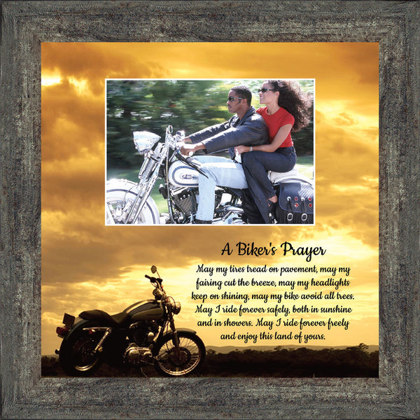 A Biker's Prayer, Gift for Motorcycle Riders, Inspirational Bike Picture Frame, 8x8, 6442