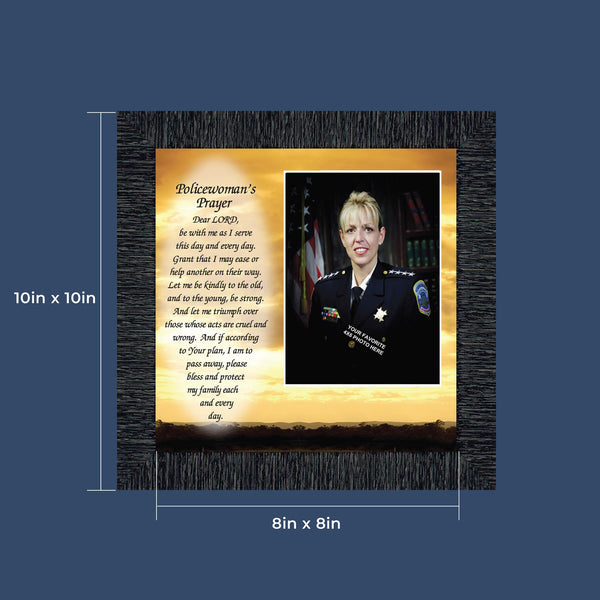 Policewoman's Prayer, Police Officer Gifts for Women, Police Woman Framed Poem, 10x10 6596