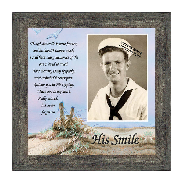 Sympathy Gifts for Loss of Husband, Memorial Gift, His Smile In Memory of Loved One, Picture Frames for Sympathy Gift Baskets, Bereavement Gifts for Loss of Father, Loss of Son Condolence Gift, 6753