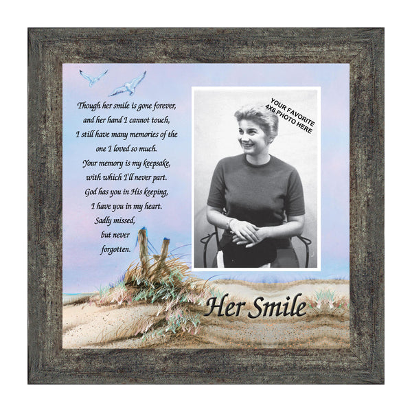 Sympathy Gifts for Loss of Mother, Condolence Gift, In Loving Memory Memorial Gifts for Loss of Wife, Mom, Grandma or Sister, Bereavement Gifts to Remember Her Smile, Memorial Picture Frame, 6756