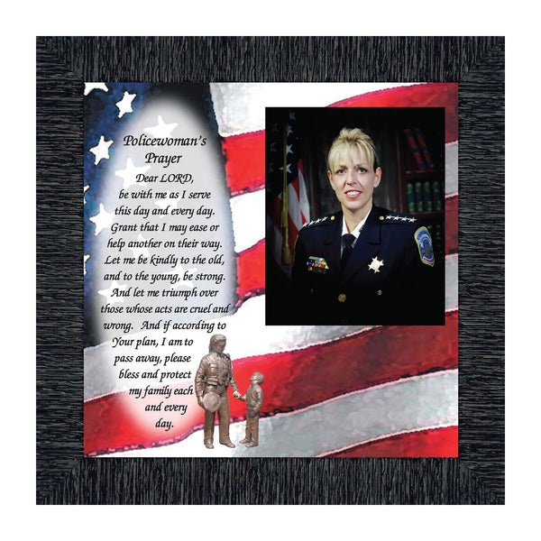 Policewoman's Prayer, Police Officer Gifts for Women, Police Woman Framed Poem, 10X10 6796