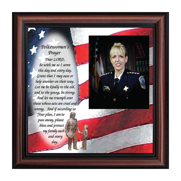 Policewoman's Prayer, Police Officer Gifts for Women, Police Woman Framed Poem, 10X10 6796