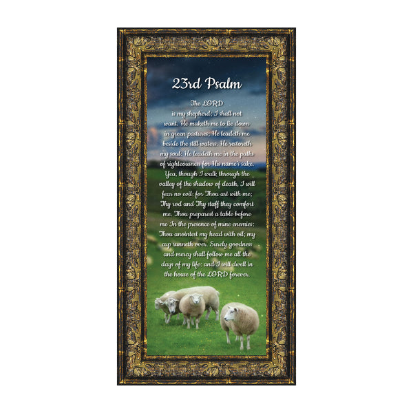 Psalm 23 Christian Wall Art, The Lord is My Shepherd Bible Verses Wall Decor, Christian Decorations for Home, Framed Christian Plaque with Comforting and Encouraging and Words, 7307