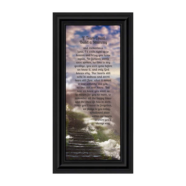Memorial Gifts Picture Frames, Bereavement Gifts for Sympathy Gift Baskets or Condolence Card, Loss of a Mother Sympathy Gifts, Loss of Father Gift, If Tears Could Build A Stairway Framed Poem, 6346