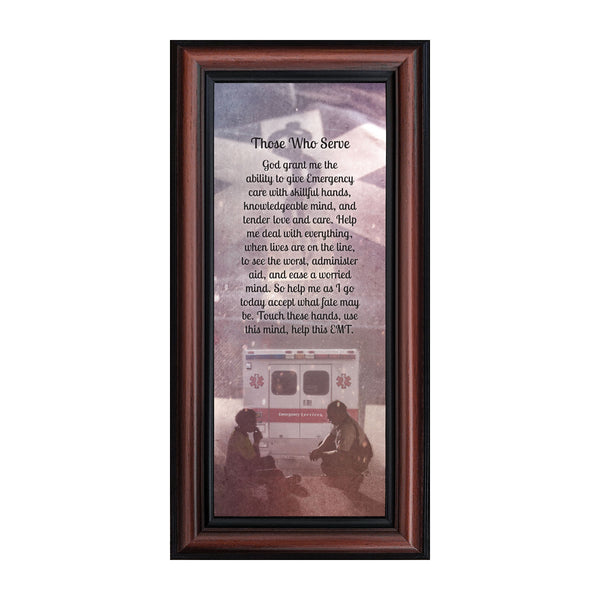 EMT Prayer, Picture Frame for EMT Who Serves the Community, Picture Framed Poem, 10x10 6352