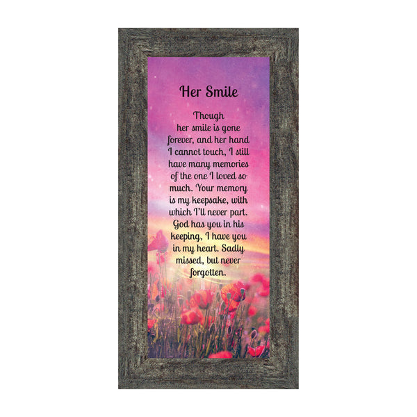 Sympathy Gifts for Loss of Mother, Condolence Gift, In Loving Memory Memorial Gifts for Loss of Wife, Mom, Grandma or Sister, Bereavement Gifts to Remember Her Smile, Memorial Picture Frame, 7366