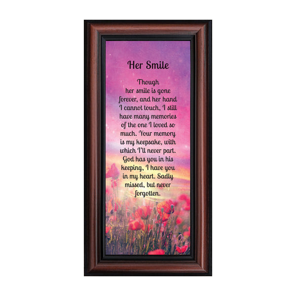 Sympathy Gifts for Loss of Mother, Condolence Gift, In Loving Memory Memorial Gifts for Loss of Wife, Mom, Grandma or Sister, Bereavement Gifts to Remember Her Smile, Memorial Picture Frame, 7366