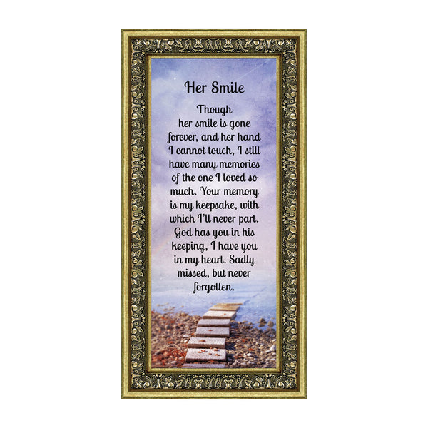 Sympathy Gifts for Loss of Mother, Condolence Gift, In Loving Memory Memorial Gifts for Loss of Wife, Mom, Grandma or Sister, Bereavement Gifts to Remember Her Smile, Memorial Picture Frame, 7431