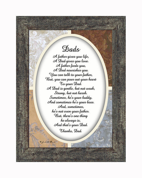 A Framed Poem Thanking Dad, Gift for Daddy From Son or Daughter, 5x7, 77940