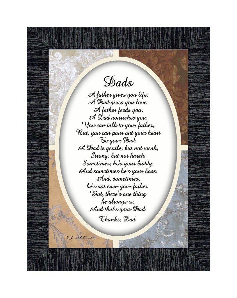 A Framed Poem Thanking Dad, Gift for Daddy From Son or Daughter, 5x7, 77940