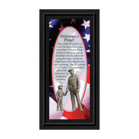 Policeman's Prayer, Picture Framed Poem Thanking the Police for their Service, 6x12 7794