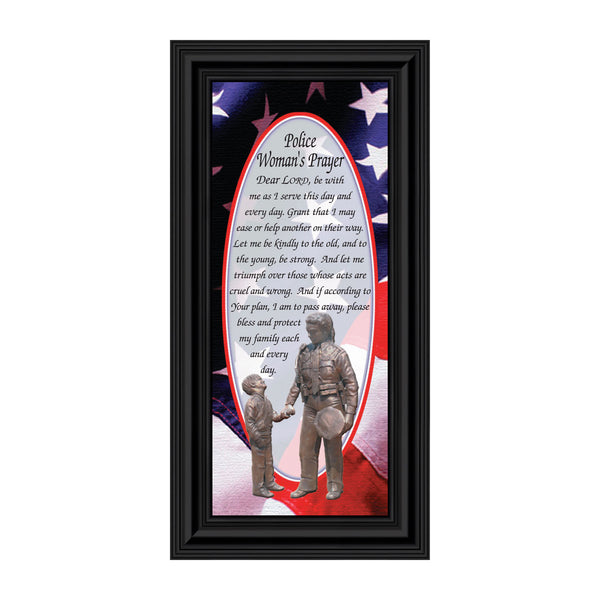 Policewoman's Prayer, Police Officer Gifts for Women, Police Woman Framed Poem, 6x12 7796