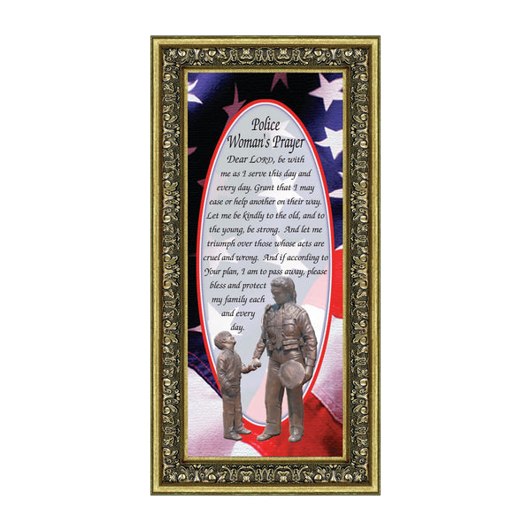 Policewoman's Prayer, Police Officer Gifts for Women, Police Woman Framed Poem, 6x12 7796