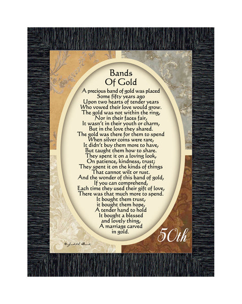 Bands of Gold,  50th Golden Wedding Anniversary Gift Picture Frame, 7x9 77979