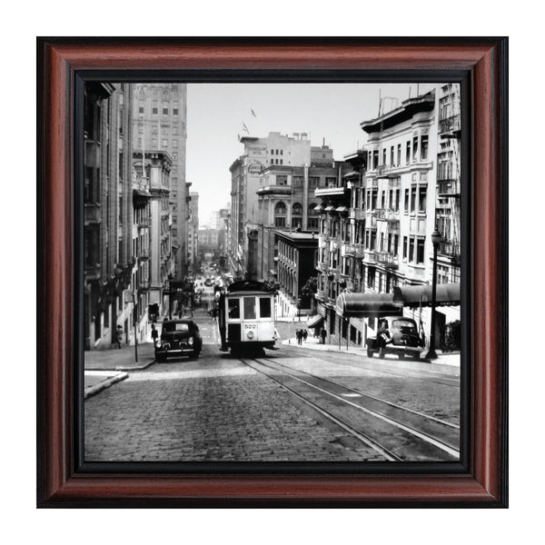 Trolley Car in The City, Streetcar Image, Historical Picture Frame, 10x10 8527