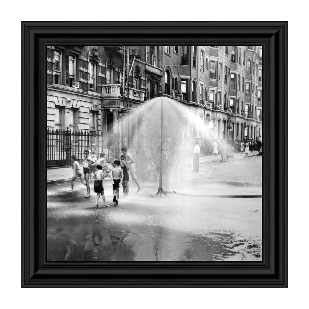 Water Play in Harlem, NY; Vintage Image; Historical Picture Frame, 10x10 8535