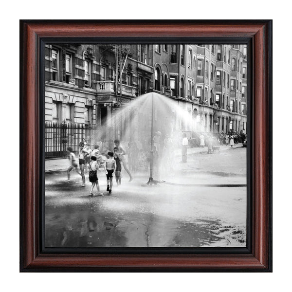 Water Play in Harlem, NY; Vintage Image; Historical Picture Frame, 10x10 8535