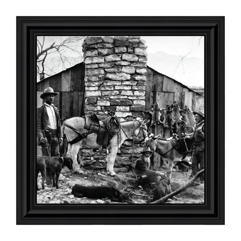 Vintage Hunting Cabin, Wildlife Themed Image, Historical Picture Frame, 10x10 8538