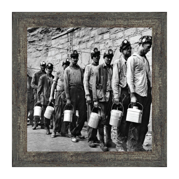 Miners at Lamphouse, Coal Miner Decor, Historical Picture Frame, 10x10 8539