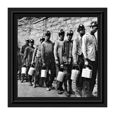 Miners at Lamphouse, Coal Miner Decor, Historical Picture Frame, 10x10 8539