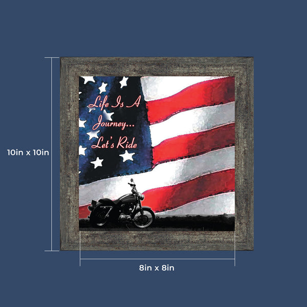 Harley Davidson Gifts for Men and Women, Patriotic Harley Accessories, Harley Davidson Wedding Gifts, American Flag for Harley Riders, "It's Not the Destination" Unique Motorcycle Wall Decor, 8551